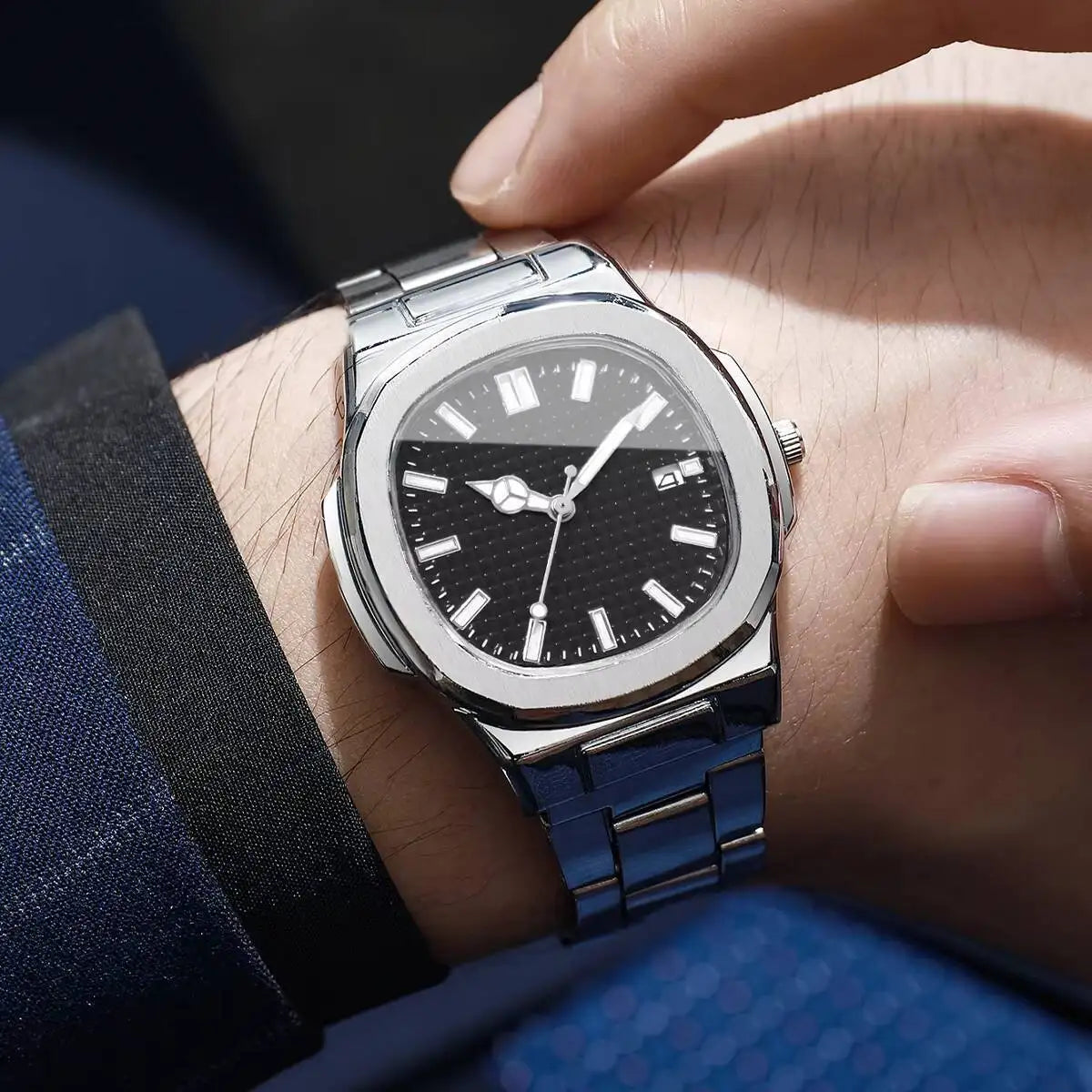 Ceas pătrat de lux pentru bărbați - Calendar cu cuarț