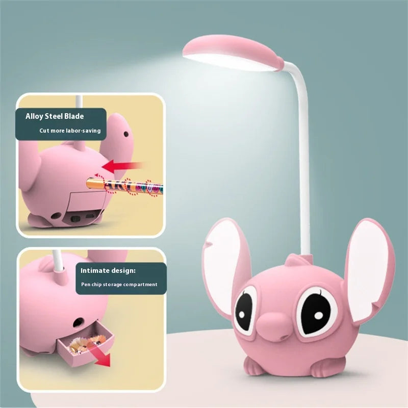 LED Desk Lamp with Pencil Sharpener - Study & Makeup Essential(USB charge)