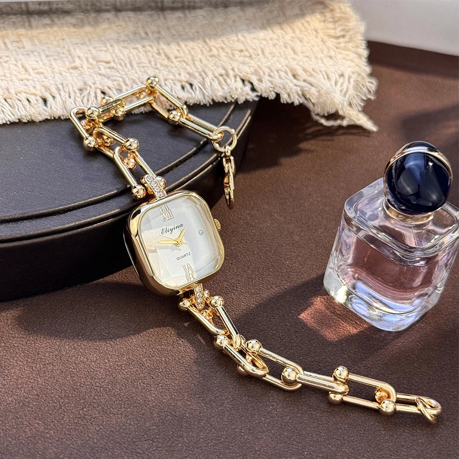 Women's Multi-Faceted Glass Bracelet Watch