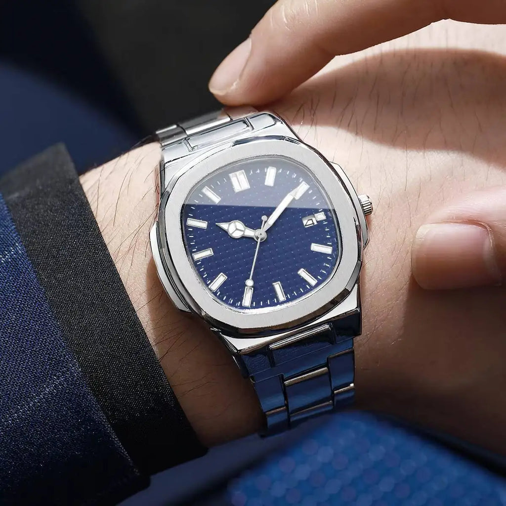 Ceas pătrat de lux pentru bărbați - Calendar cu cuarț