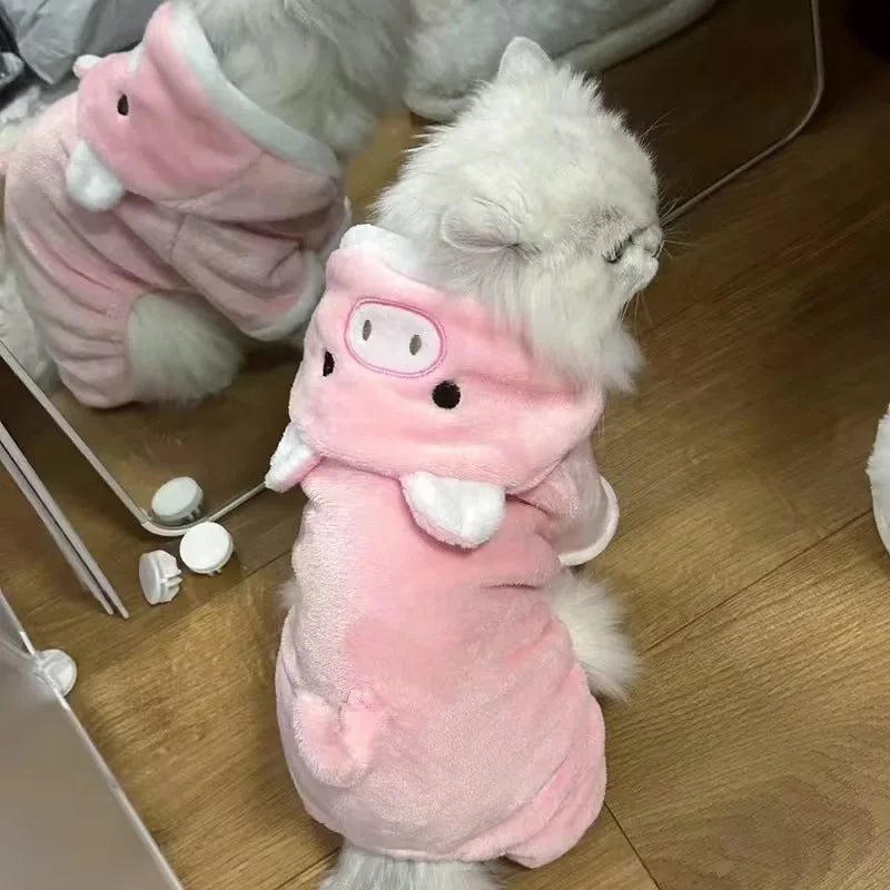 Salopetă drăguță cu un animal - Pijamale calde de iarnă pentru câini și pisici mici