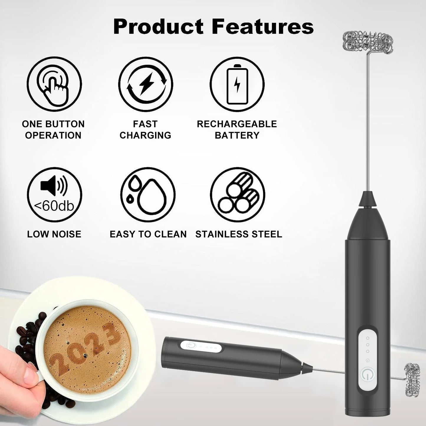 Mousseur à lait rechargeable USB