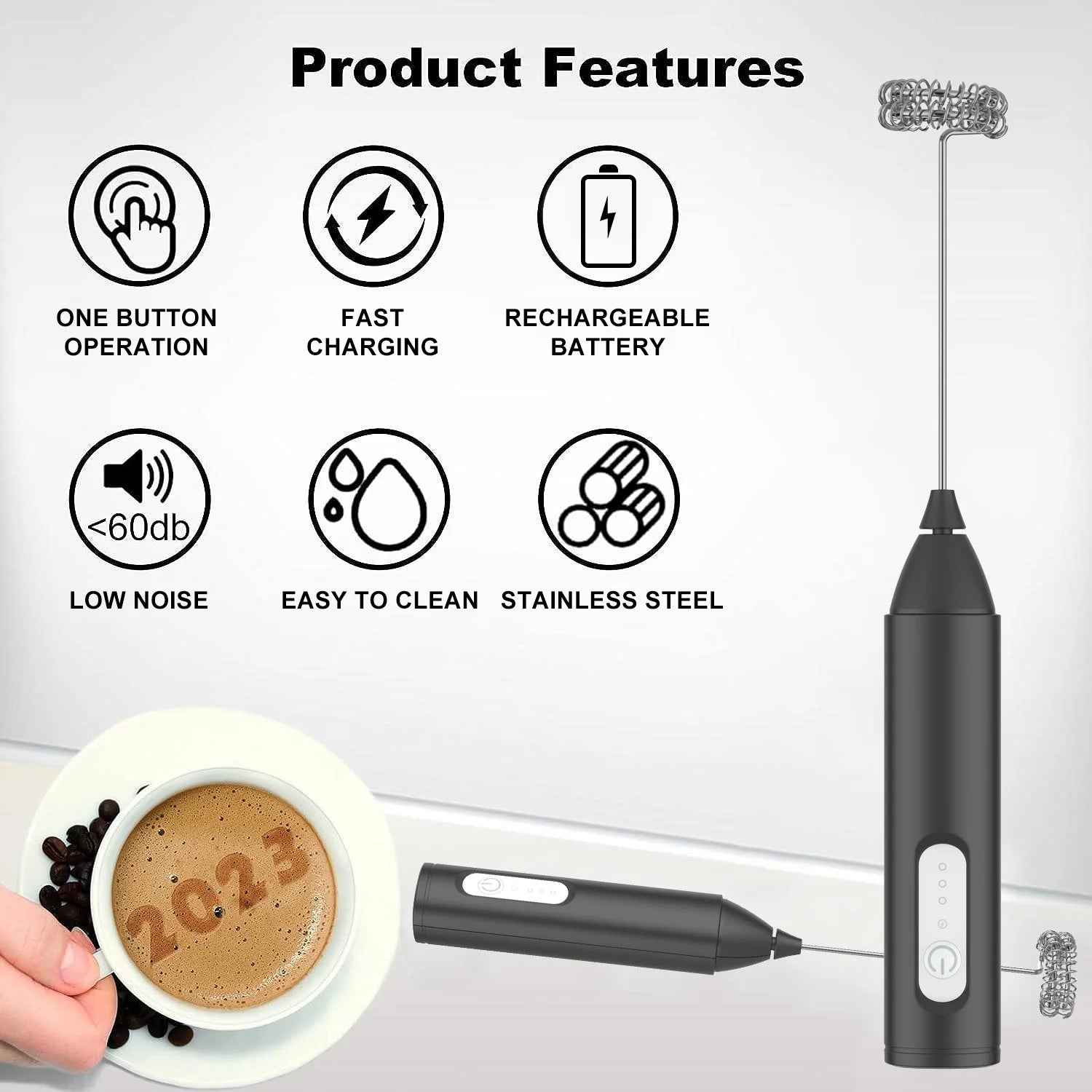 USB Rechargeable Milk Frother