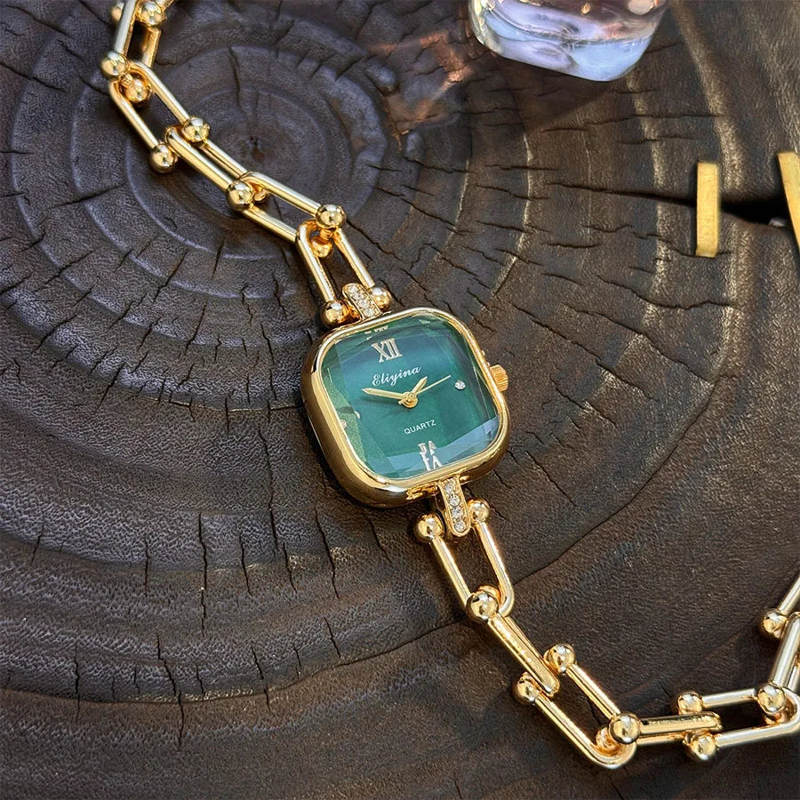 Ceas de damă cu brățară din sticlă multifațetată