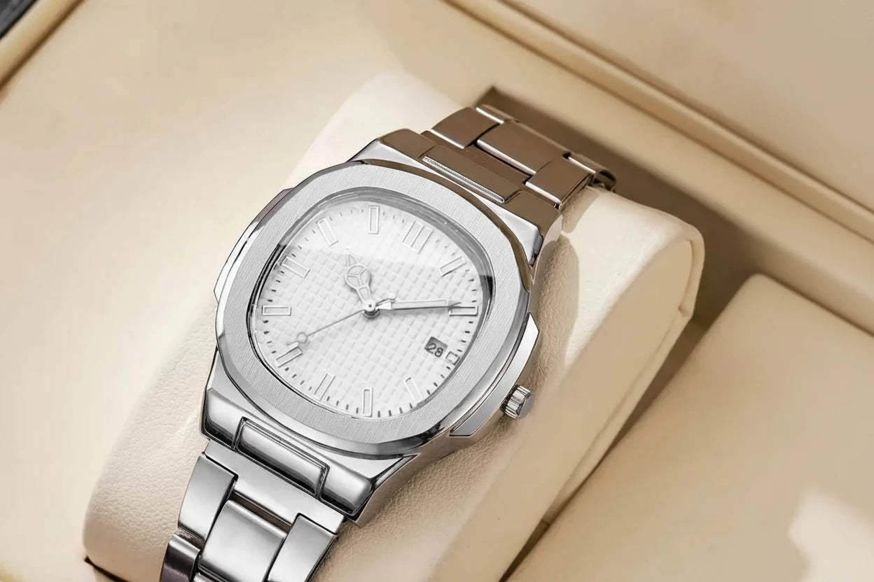 Ceas pătrat de lux pentru bărbați - Calendar cu cuarț