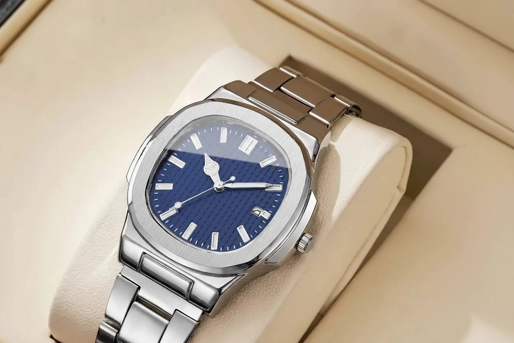 Ceas pătrat de lux pentru bărbați - Calendar cu cuarț