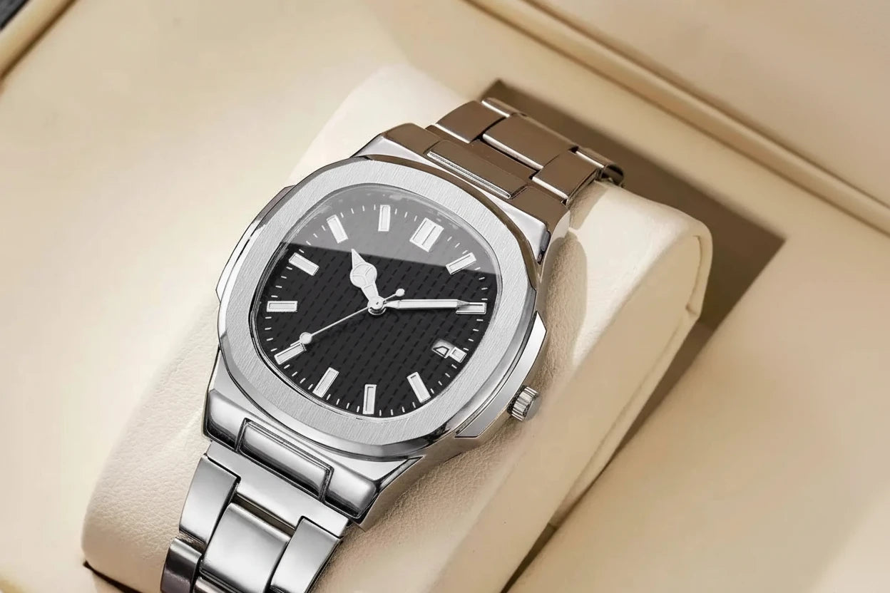 Ceas pătrat de lux pentru bărbați - Calendar cu cuarț