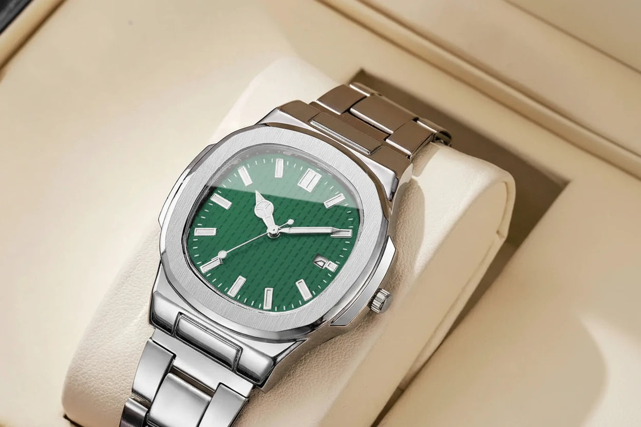 Ceas pătrat de lux pentru bărbați - Calendar cu cuarț