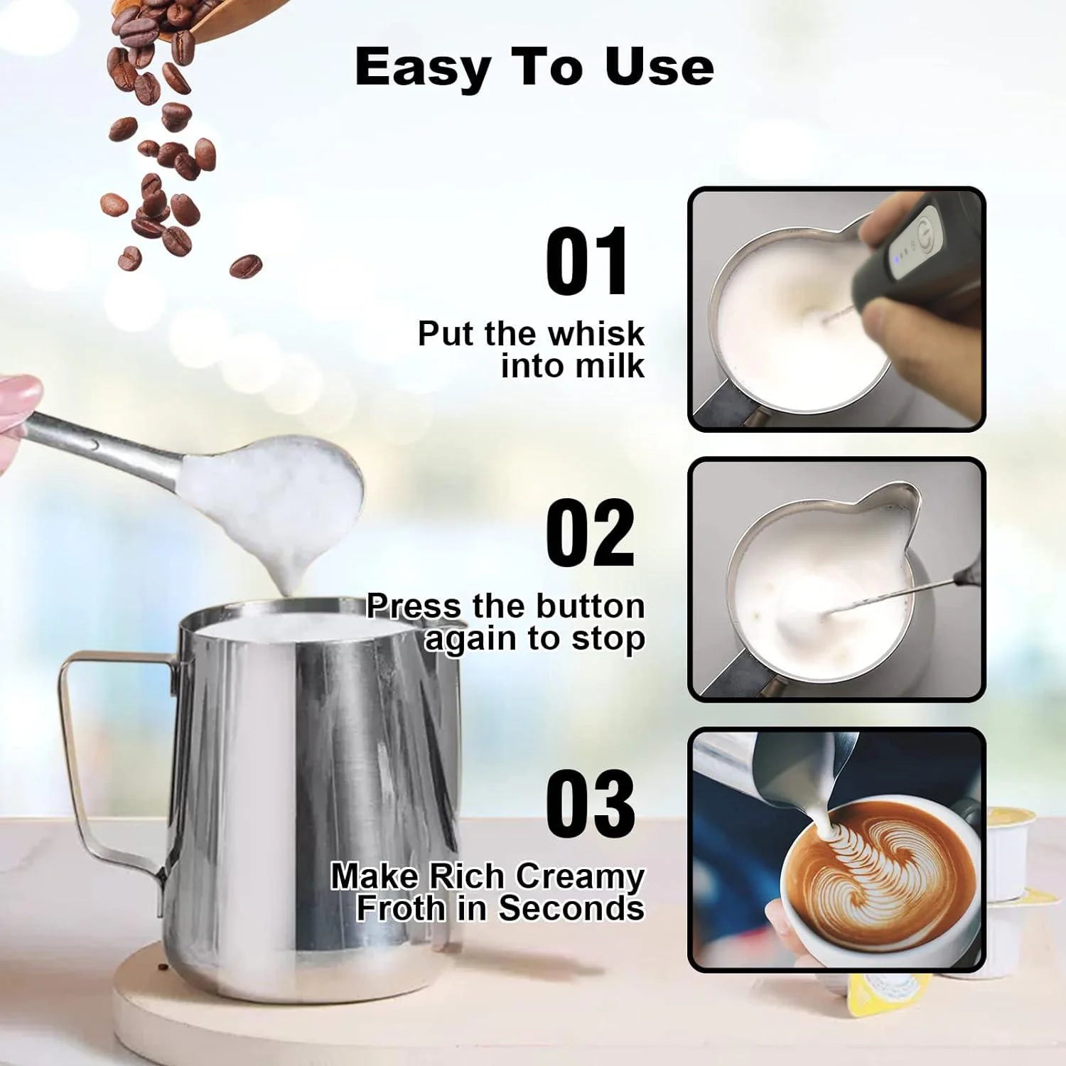 USB Rechargeable Milk Frother