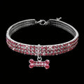 Bling Bone Pet Collar - Adjustable Rhinestone Necklace for Dogs & Cats
